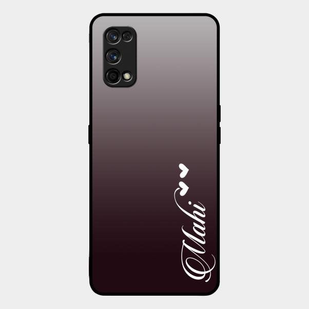 Customize Name Gradient Glass Case Cover Grey For Realme 7 Pro