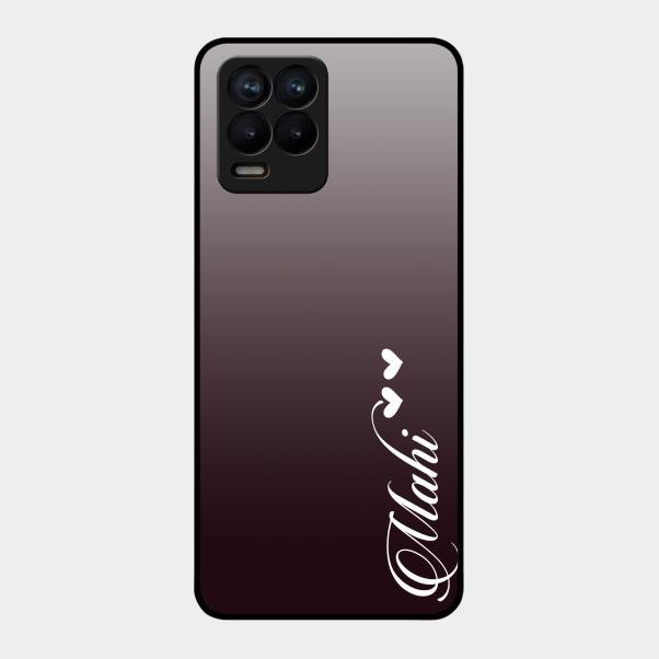 Customize Name Gradient Glass Case Cover Grey For Realme 8 Pro