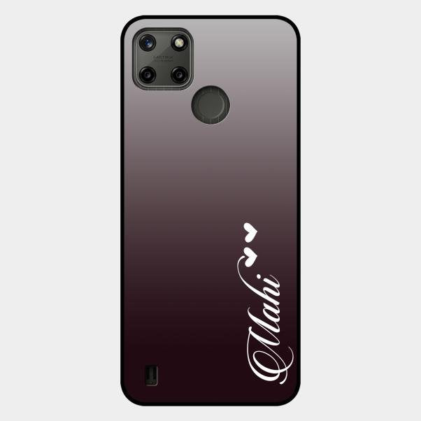 Customize Name Gradient Glass Case Cover Grey For Realme C21Y