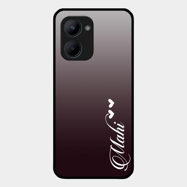 Customize Name Gradient Glass Case Cover Grey For Realme C33 2023