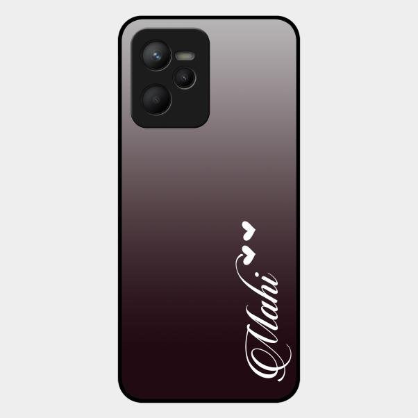 Customize Name Gradient Glass Case Cover Grey For Realme C35