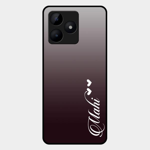 Customize Name Gradient Glass Case Cover Grey For Realme C53