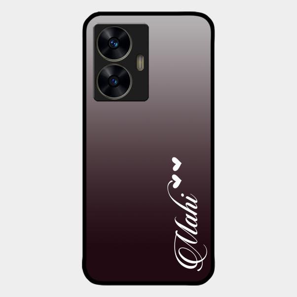 Customize Name Gradient Glass Case Cover Grey For Realme C55