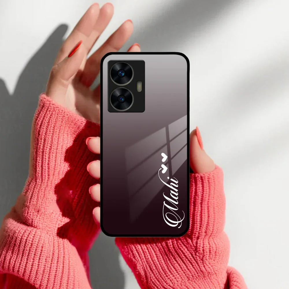 Customize Name Gradient Glass Case Cover Grey For Realme/Narzo - ShopOnCliQ