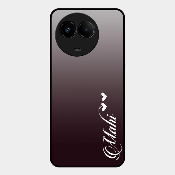 Customize Name Gradient Glass Case Cover Grey For Realme C67 5G