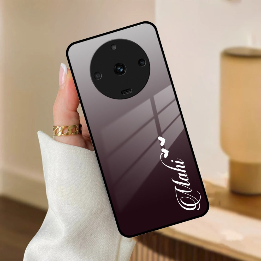 Customize Name Gradient Glass Case Cover Grey For Realme/Narzo
