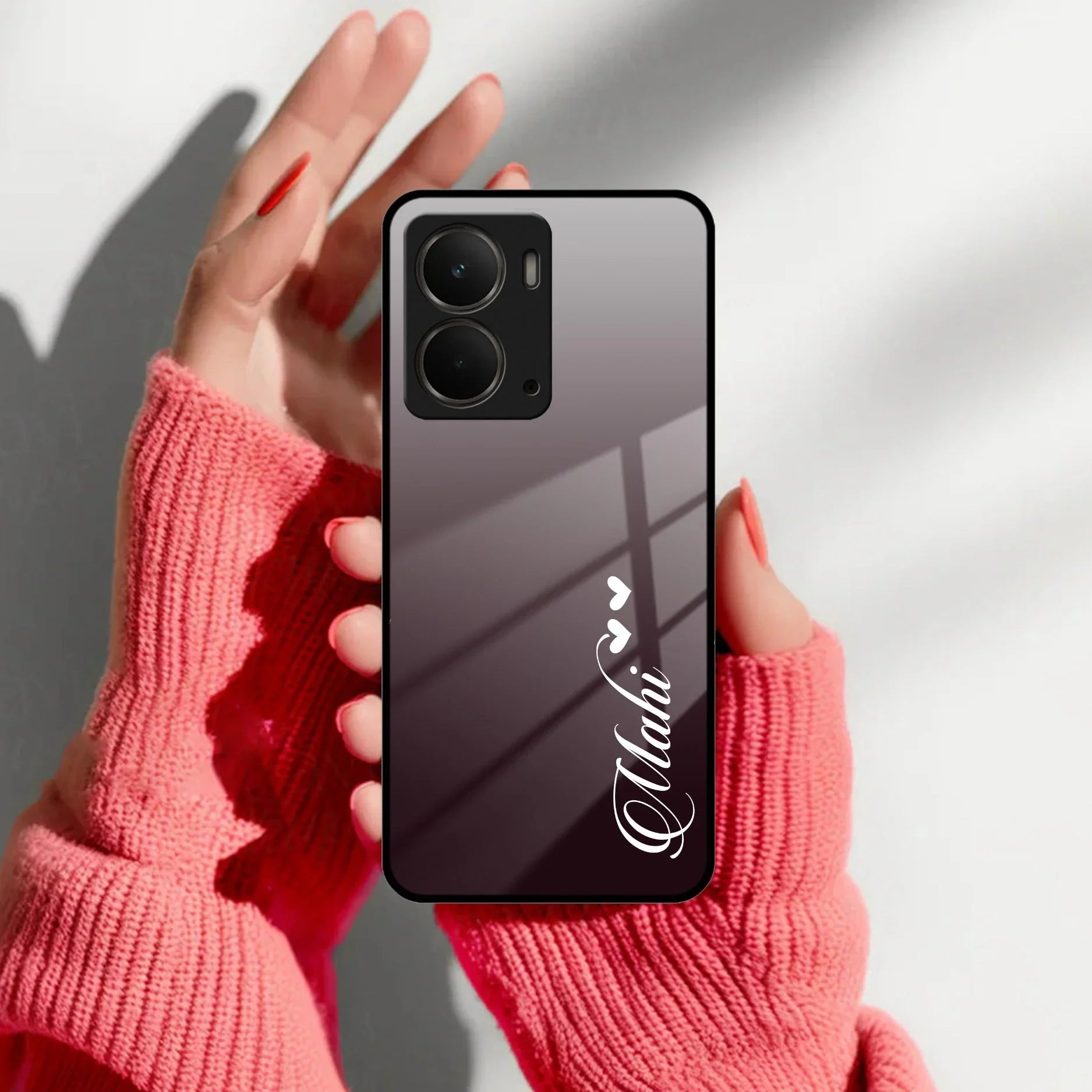 Customize Name Gradient Glass Case Cover Grey For Realme/Narzo - ShopOnCliQ