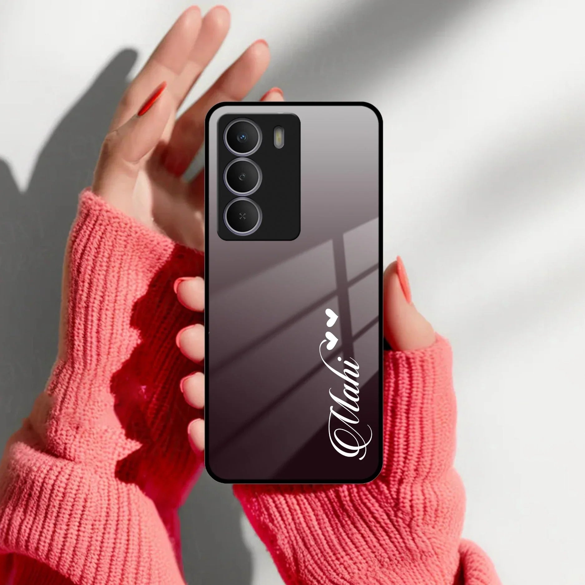 Customize Name Gradient Glass Case Cover Grey For Realme/Narzo - ShopOnCliQ