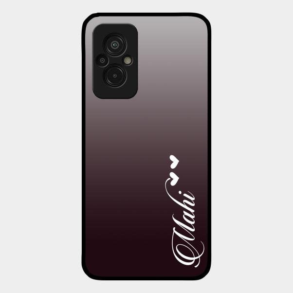 Customize Name Gradient Glass Case Cover Grey For Redmi 11 Prime 4G