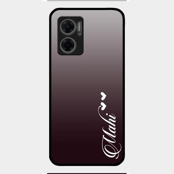 Customize Name Gradient Glass Case Cover Grey For Redmi 11 Prime 5G