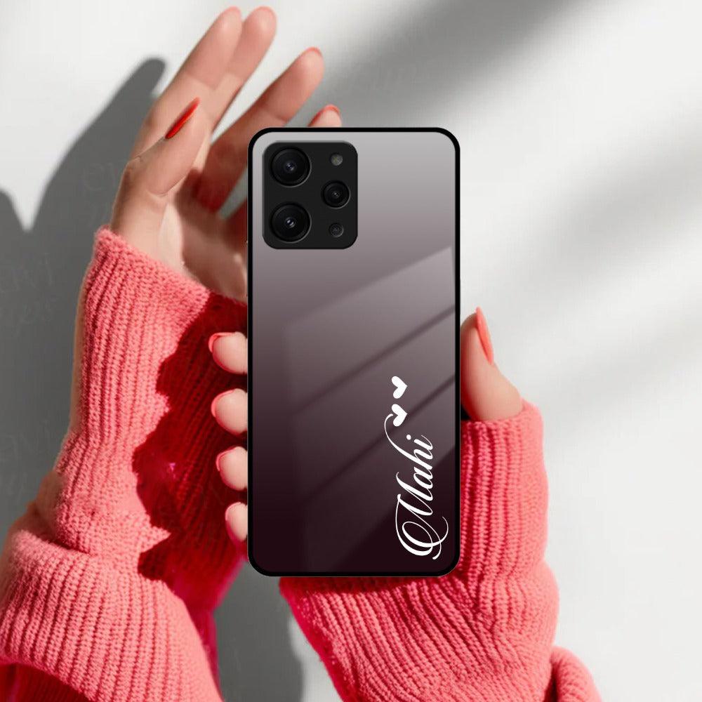 Customize Name Gradient Glass Case Cover Grey For Redmi/Xiaomi