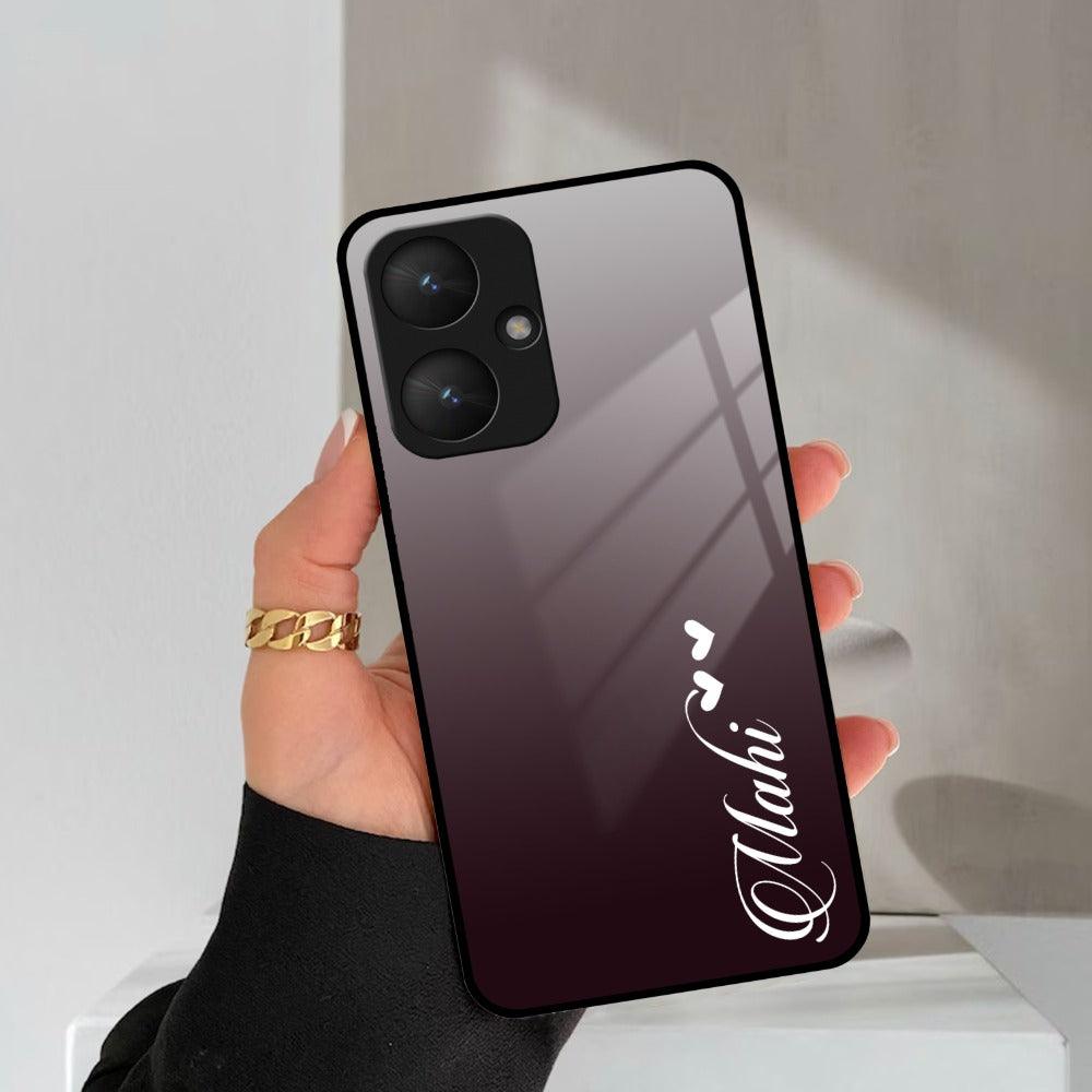 Customize Name Gradient Glass Case Cover Grey For Redmi/Xiaomi