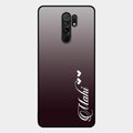 Customize Name Gradient Glass Case Cover Grey For Redmi 9 Prime