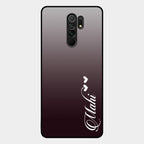 Customize Name Gradient Glass Case Cover Grey For Redmi 9 Prime