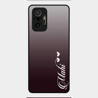 Customize Name Gradient Glass Case Cover Grey For Redmi Note 10 Pro