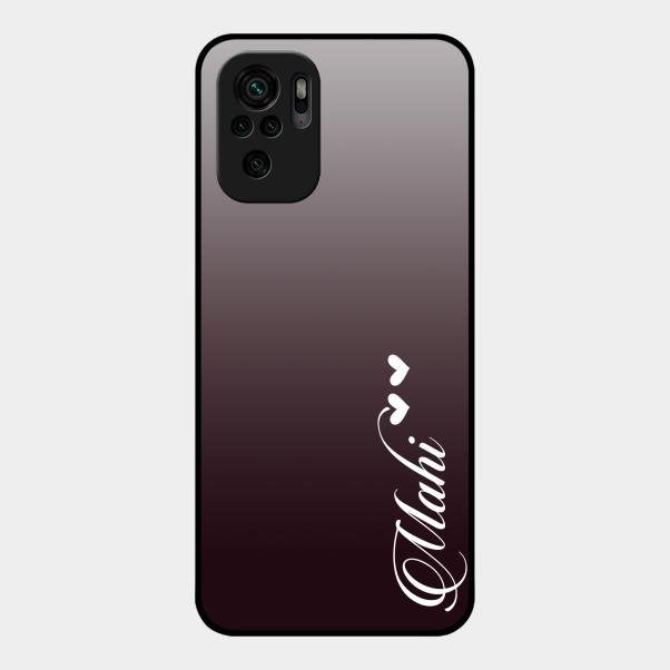 Customize Name Gradient Glass Case Cover Grey For Redmi Note 10