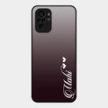 Customize Name Gradient Glass Case Cover Grey For Redmi Note 10