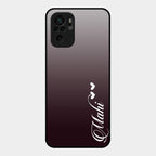 Customize Name Gradient Glass Case Cover Grey For Redmi Note 10