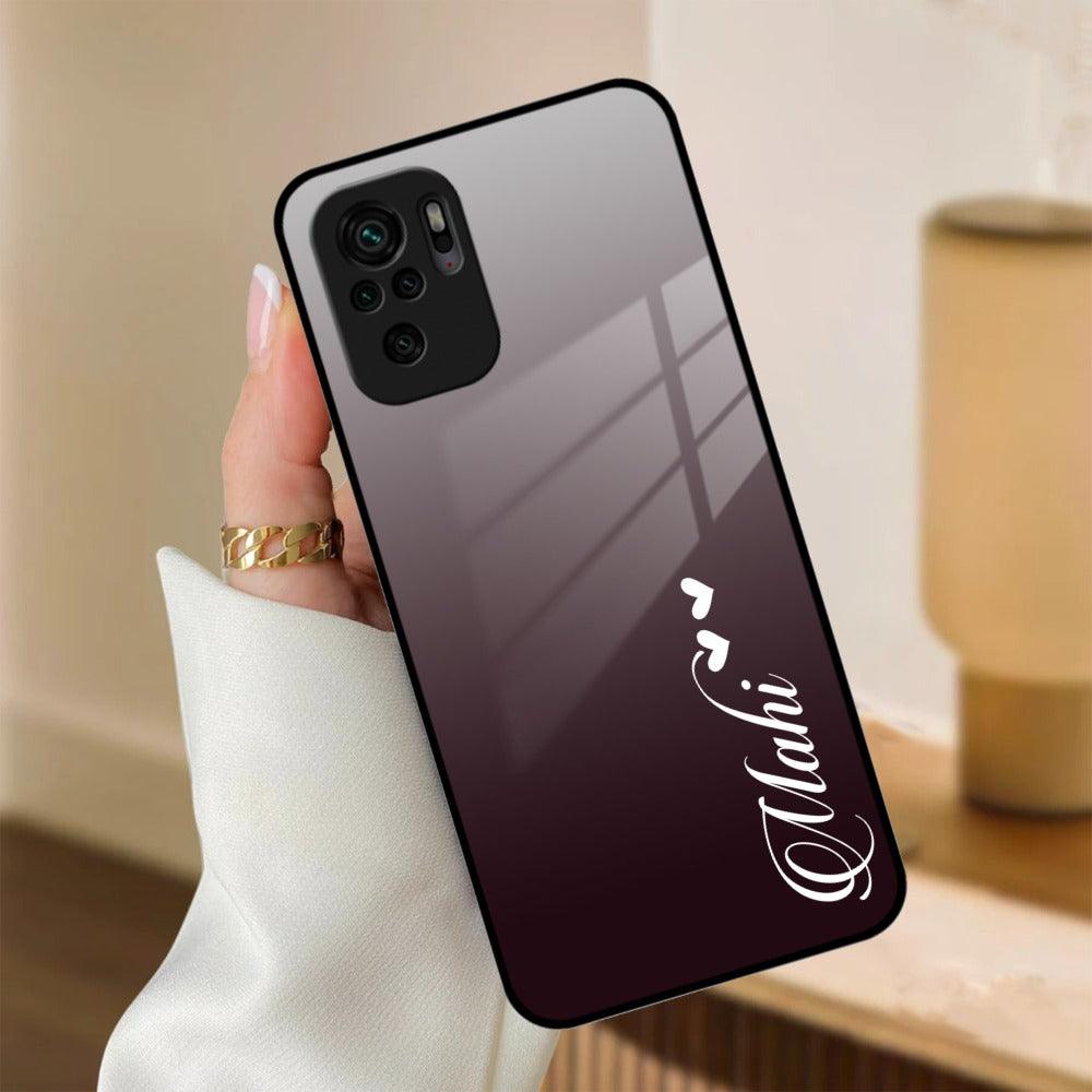 Customize Name Gradient Glass Case Cover Grey For Redmi/Xiaomi