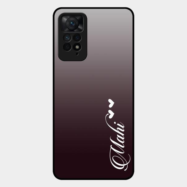 Customize Name Gradient Glass Case Cover Grey For Redmi Note 11 Pro 5G