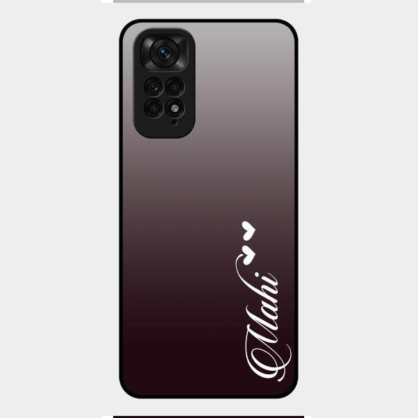 Customize Name Gradient Glass Case Cover Grey For Redmi Note 11