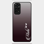 Customize Name Gradient Glass Case Cover Grey For Redmi Note 11