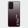 Customize Name Gradient Glass Case Cover Grey For Redmi Note 11T 5G