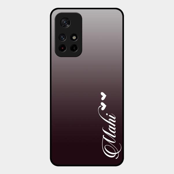 Customize Name Gradient Glass Case Cover Grey For Redmi Note 11T 5G
