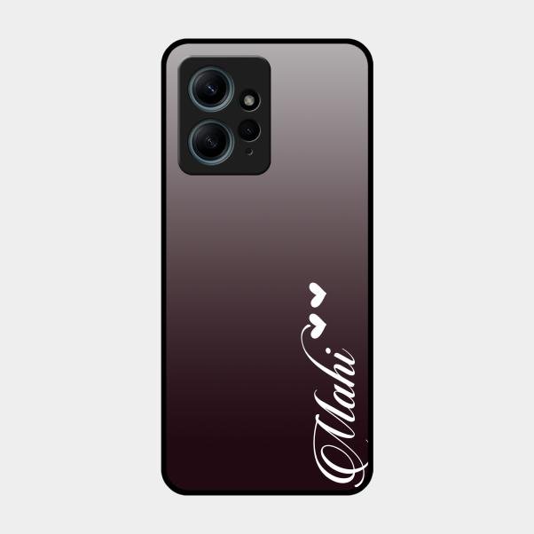 Customize Name Gradient Glass Case Cover Grey For Redmi Note 12 4G