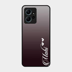 Customize Name Gradient Glass Case Cover Grey For Redmi Note 12 4G