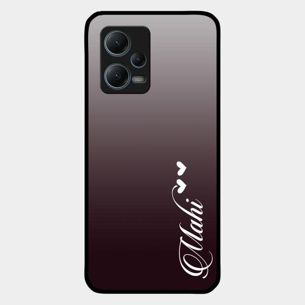 Customize Name Gradient Glass Case Cover Grey For Redmi Note 12 5G