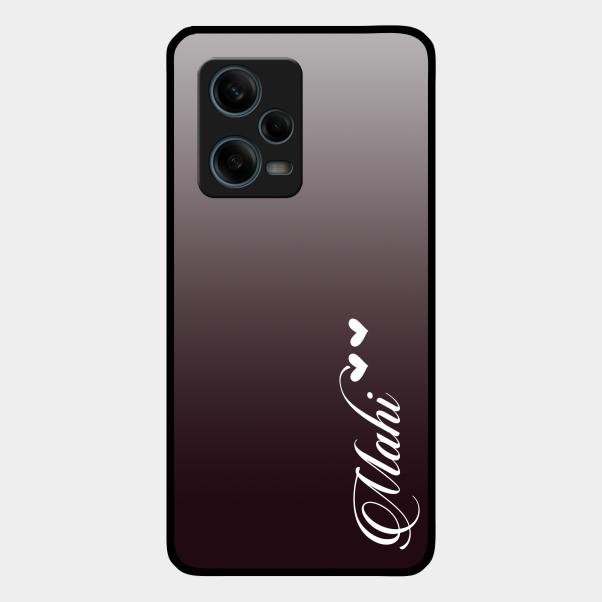 Customize Name Gradient Glass Case Cover Grey For Redmi Note 12 Pro 5G