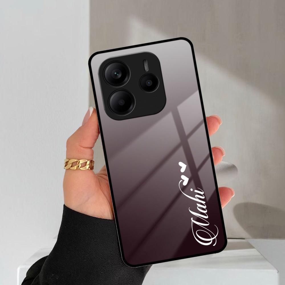 Customize Name Gradient Glass Case Cover Grey For Redmi/Xiaomi