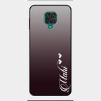 Customize Name Gradient Glass Case Cover Grey For Redmi Note 9 Pro Max