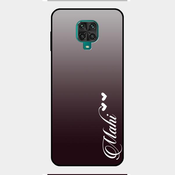 Customize Name Gradient Glass Case Cover Grey For Redmi Note 9 Pro