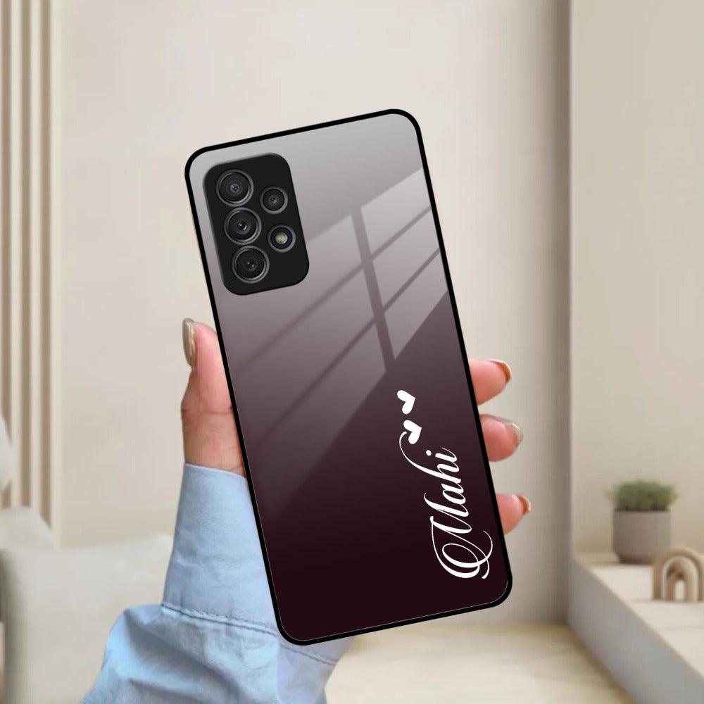 Customize Name Gradient Glass Case Cover Grey For Samsung