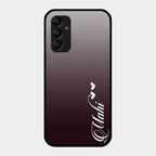 Customize Name Gradient Glass Case Cover Grey For Samsung Galaxy A14 5G