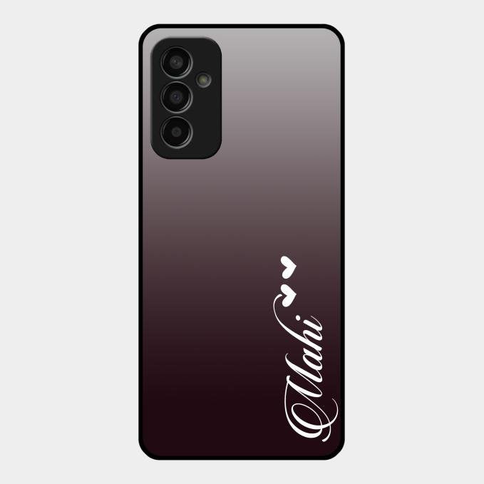 Customize Name Gradient Glass Case Cover Grey For Samsung Galaxy F13