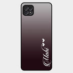 Customize Name Gradient Glass Case Cover Grey For Samsung Galaxy F42 5G