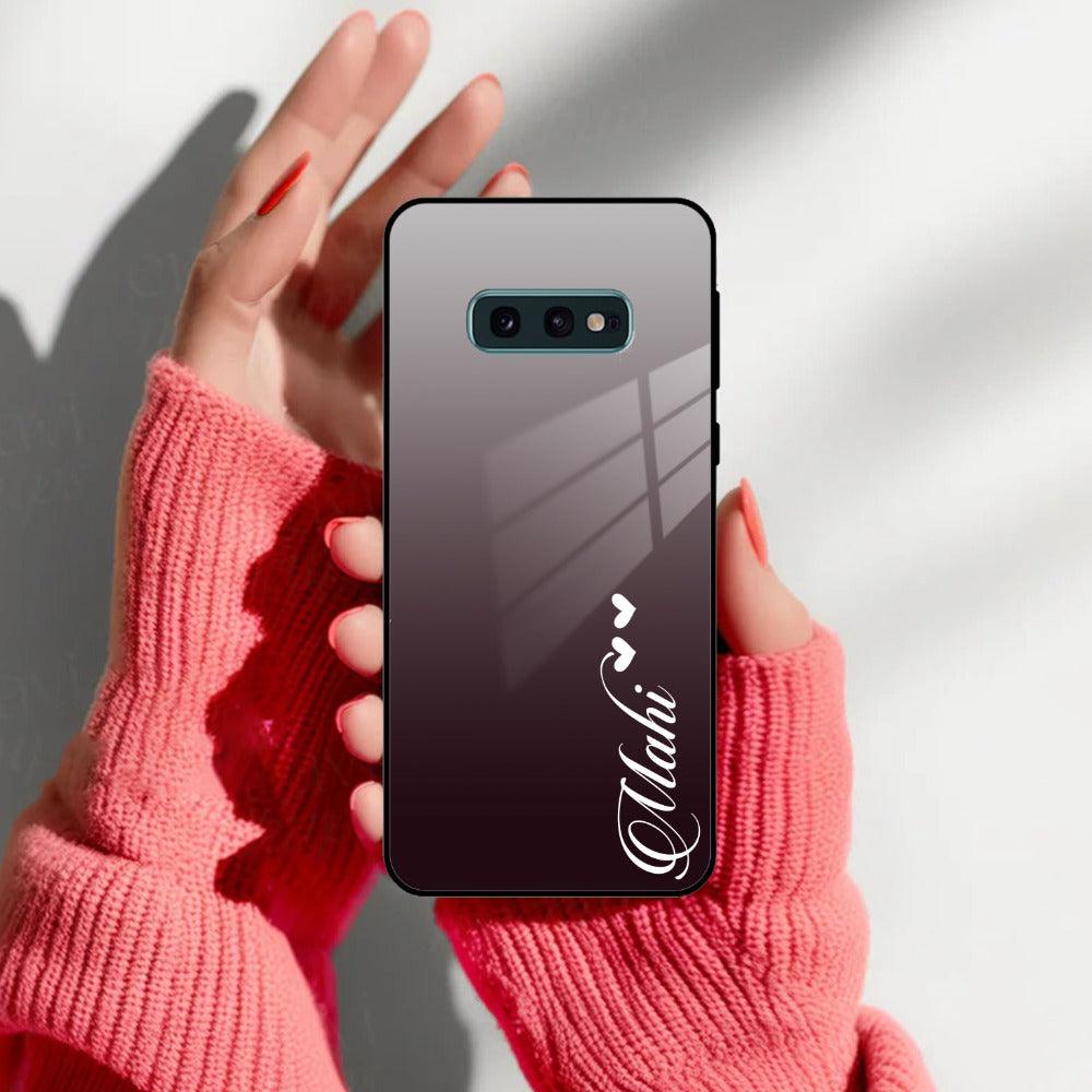 Customize Name Gradient Glass Case Cover Grey For Samsung