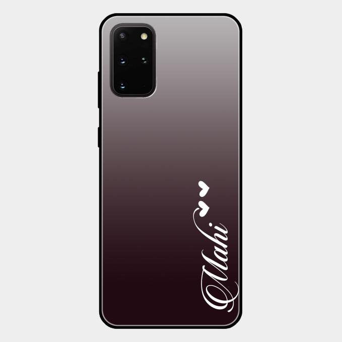 Customize Name Gradient Glass Case Cover Grey For Samsung Galaxy S20 Plus