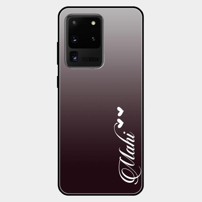 Customize Name Gradient Glass Case Cover Grey For Samsung Galaxy S20 Ultra