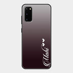 Customize Name Gradient Glass Case Cover Grey For Samsung Galaxy S20