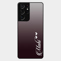 Customize Name Gradient Glass Case Cover Grey For Samsung Galaxy S21 Ultra