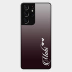 Customize Name Gradient Glass Case Cover Grey For Samsung Galaxy S21 Ultra