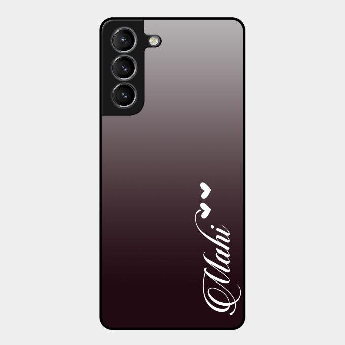 Customize Name Gradient Glass Case Cover Grey For Samsung Galaxy S21
