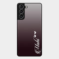 Customize Name Gradient Glass Case Cover Grey For Samsung Galaxy S21