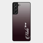 Customize Name Gradient Glass Case Cover Grey For Samsung Galaxy S21