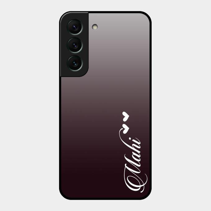 Customize Name Gradient Glass Case Cover Grey For Samsung Galaxy S22 5G