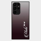 Customize Name Gradient Glass Case Cover Grey For Samsung Galaxy S22 Ultra 5G